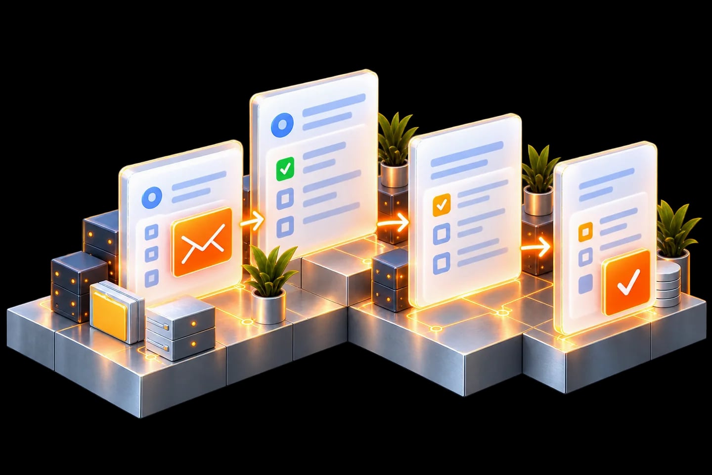 Incoming inquiry; Approved customer context; Draft follow-up; Human review.
